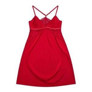 Wacoal Red Lace Chemise Slip Nightgown Lingerie M Sexy Valentine Sexy Slip Dress